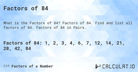 list the factors of 84